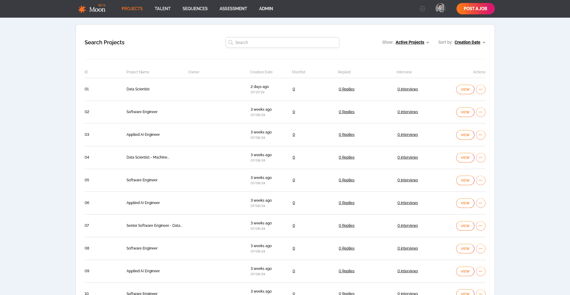 Moontal HR Platform Screenshot